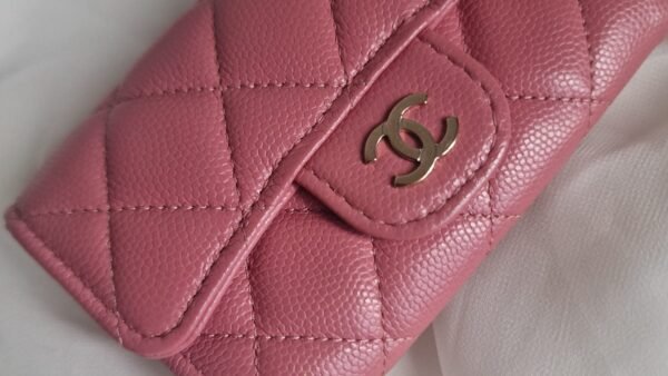 Chanel Caviar Classic Flap Card Holder Wallet pink