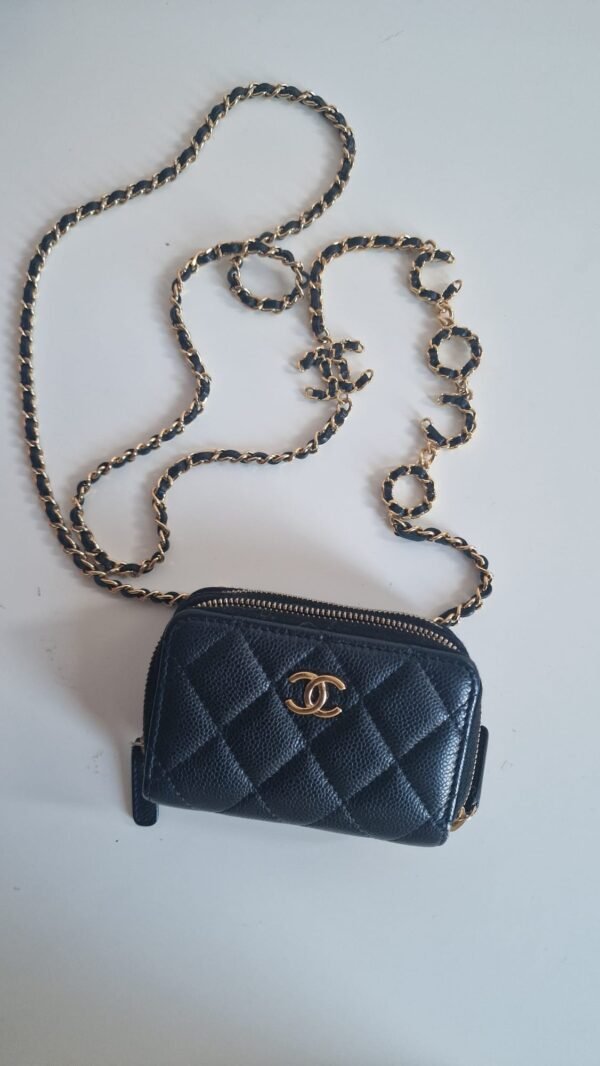 Chanel Miss Coco Quilted Zip Card Holder strap 3