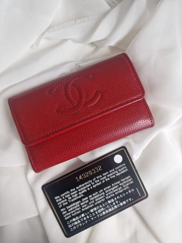 Chanel Flap Card Holder Wallet red