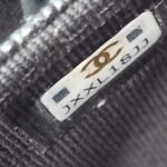 Chanel 23C black caviar leather poker charm flap card holder inside serial