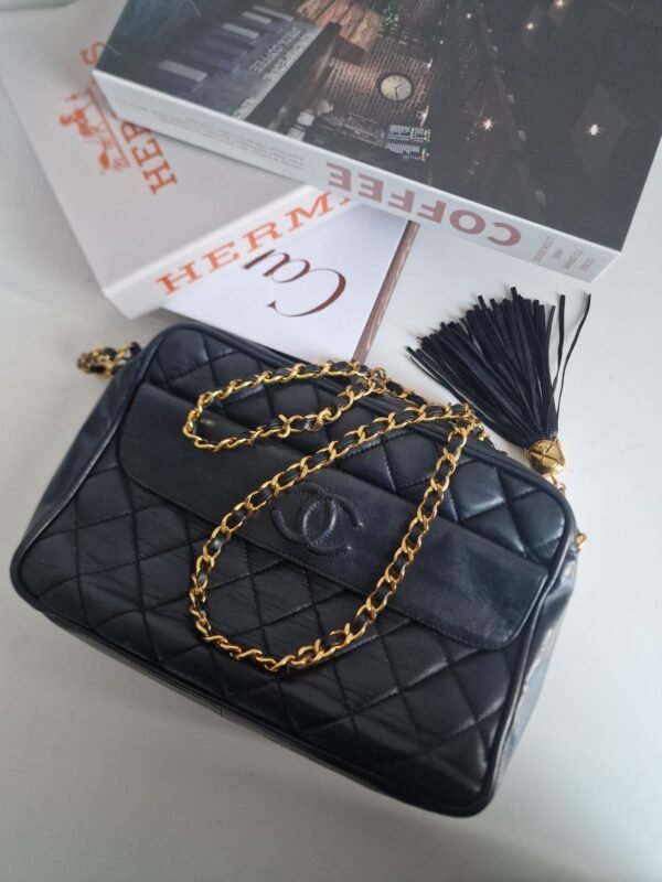 Vintage Chanel Camera Tassel Bag lambskin GHW front 3 Vintage Chanel Camera Tassel Bag lambskin GHW front 3