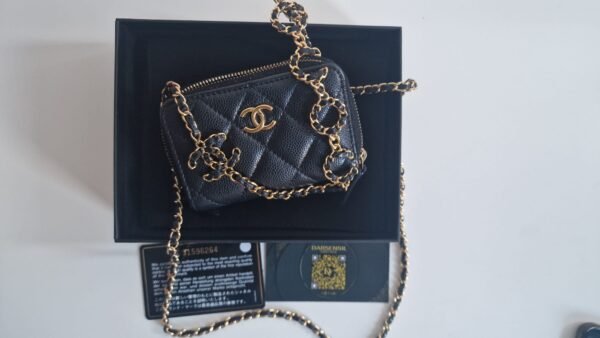 Chanel Miss Coco Quilted Zip Card Holder complete