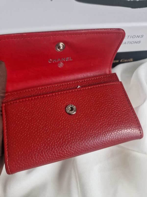 Chanel Flap Card Holder Wallet red open