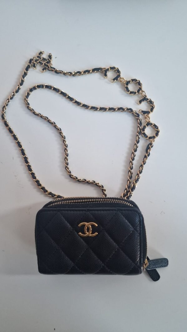 Chanel Miss Coco Quilted Zip Card Holder strap 2