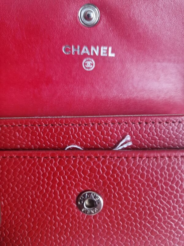 Chanel Flap Card Holder Wallet red stamp