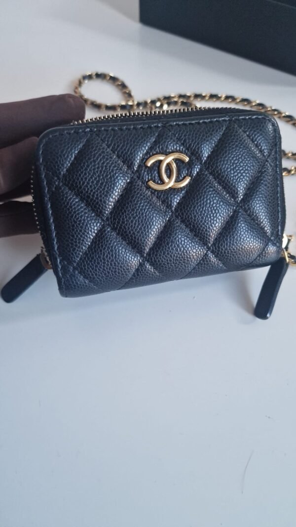 Chanel Miss Coco Quilted Zip Card Holder front