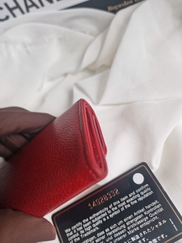 Chanel Flap Card Holder Wallet red back