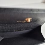 Chanel 23C black caviar leather poker charm flap card holder inside
