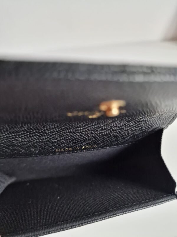 Chanel 23C black caviar leather poker charm flap card holder inside