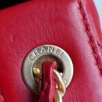 Chanel nailed flap bag in red calfskin GHW detail