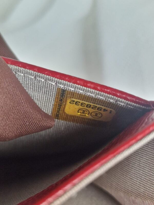 Chanel Flap Card Holder Wallet red Serial