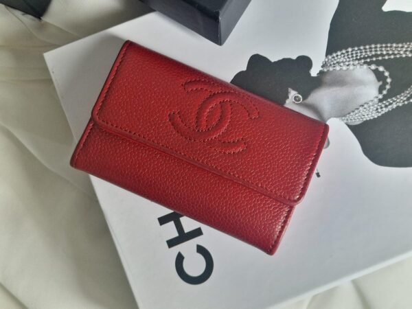 Chanel Flap Card Holder Wallet red view 1