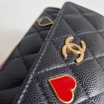 Chanel 23C black caviar leather poker charm flap card holder charms