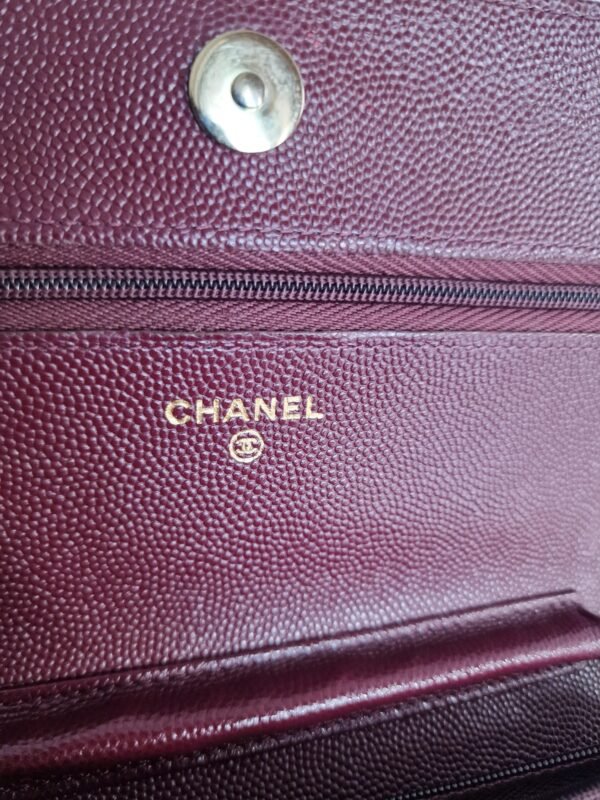 Chanel WOC dark red inside chanel stamp