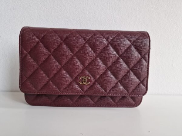 Chanel WOC dark red front