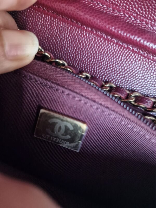 Chanel WOC dark red inside HW logo
